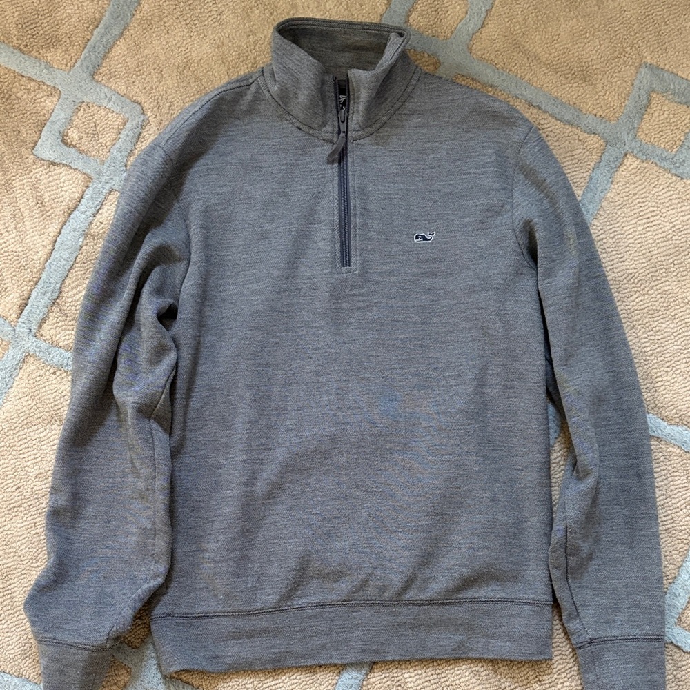 Vineyard Vines Men's Heather Gray Quarter-Zip Pullover
